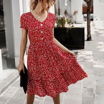 Summer Elegant boho floral Print Midi Dress 2020 Women button Sexy Fashion beach ruffles Dresses women Sundresses vestidos
Summer Elegant boho floral Print Midi Dress 2020 Women button Sexy Fashion beach ruffles Dresses women Sundresses vestidos