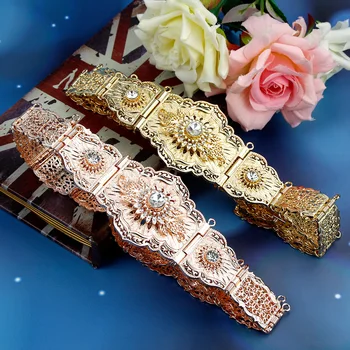 SUNSPICEMS Rose Gold Color Moroccan Caftan Belt for Women Arabic Robe Waist Chain Belt Ethnic Wedding Dress Jewelry Gift 
SUNSPICEMS Rose Gold Color Moroccan Caftan Belt for Women Arabic Robe Waist Chain Belt Ethnic Wedding Dress Jewelry Gift