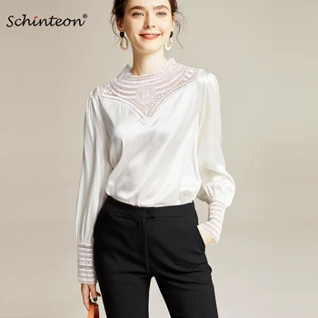2020 Schinteon Spring Women 97%Silk 3%Spandex Blouse Lace O-Neck Office Lady Stain Solid Color Hollow Out Shirt New
2020 Schinteon Spring Women 97%Silk 3%Spandex Blouse Lace O-Neck Office Lady Stain Solid Color Hollow Out Shirt New