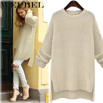 WEPBEL Women's Long Thick Sweaters Winter Spring Irregular O-Neck Long Sleeve Solid Knitted Tops Female Pullovers Split Sweaters
WEPBEL Women's Long Thick Sweaters Winter Spring Irregular O-Neck Long Sleeve Solid Knitted Tops Female Pullovers Split Sweaters
