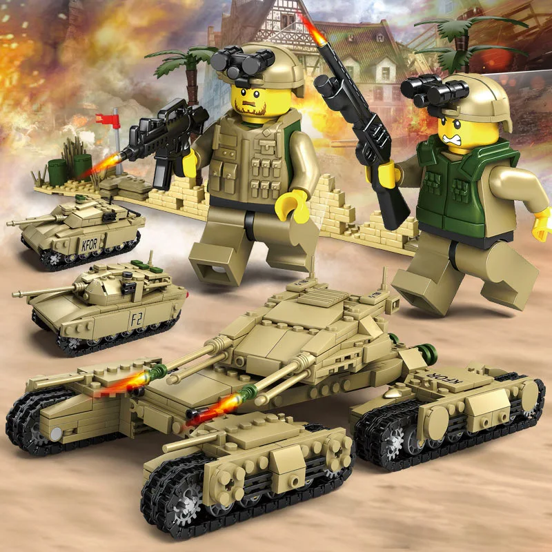 KAZI Building Blocks Toy Children'S Educational ENLIGHTEN Assembled Military Mengma Tank Kids Fight Inserted Model Gift
