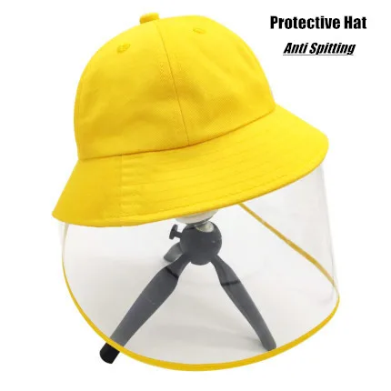 

Kids Baby Bucket Hat Boys Girls Protective Face Shield Cover Hats Yellow Anti Spitting Saliva Fisherman Cap Clear Facial Mask