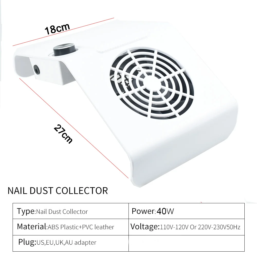 60W Powerful Nail Dust Suction Collector Vacuum Cleaner Professional Manicure Tool With Suction Adjustment Nail Salon Equiment