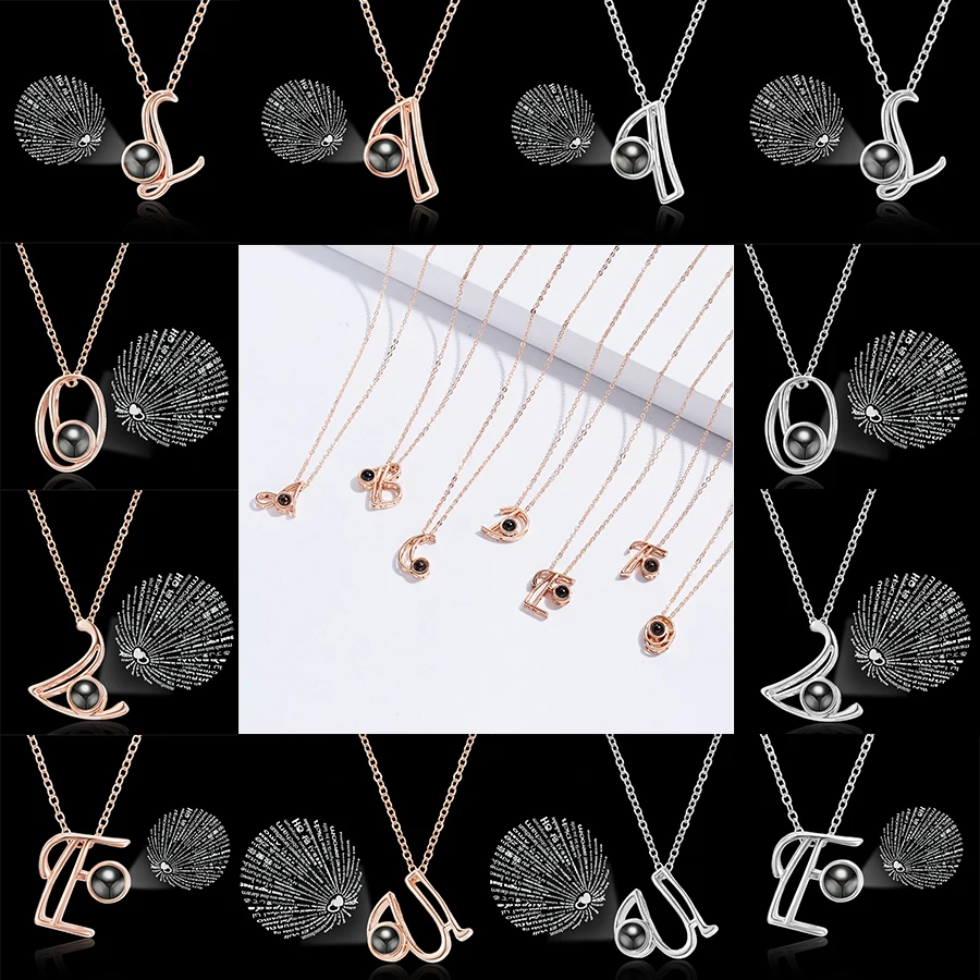 A-Z Letter Love Memory Projection Pendant Rose Gold&Silver 100 Language I Love You Projection Necklace Wedding Necklace Jewelry
A-Z Letter Love Memory Projection Pendant Rose Gold&Silver 100 Language I Love You Projection Necklace Wedding Necklace Jewelry