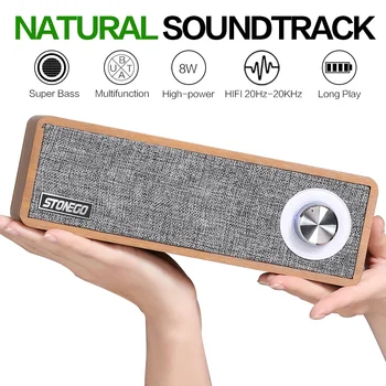 STONEGO Handmade Oak Wood Portable Bluetooth Speaker, Bluetooth 4.2 Wireless Speakers with Multifunctional Knob LED Indicator
STONEGO Handmade Oak Wood Portable Bluetooth Speaker, Bluetooth 4.2 Wireless Speakers with Multifunctional Knob LED Indicator