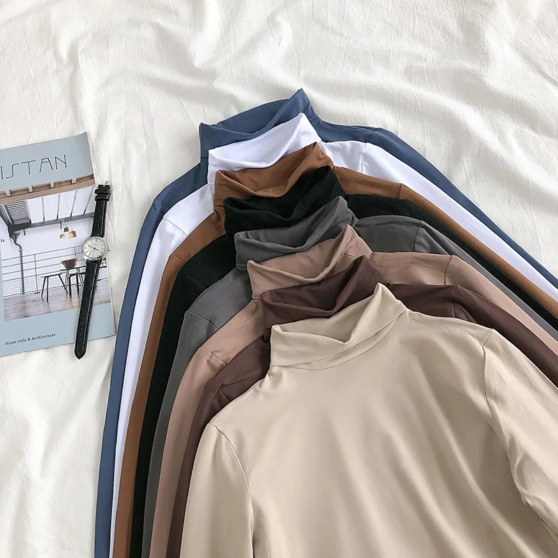 Autumn Basic High Collar T-shirt Woman 2019 Casual Long Sleeve Slim Solid Pullover Tops
Autumn Basic High Collar T-shirt Woman 2019 Casual Long Sleeve Slim Solid Pullover Tops