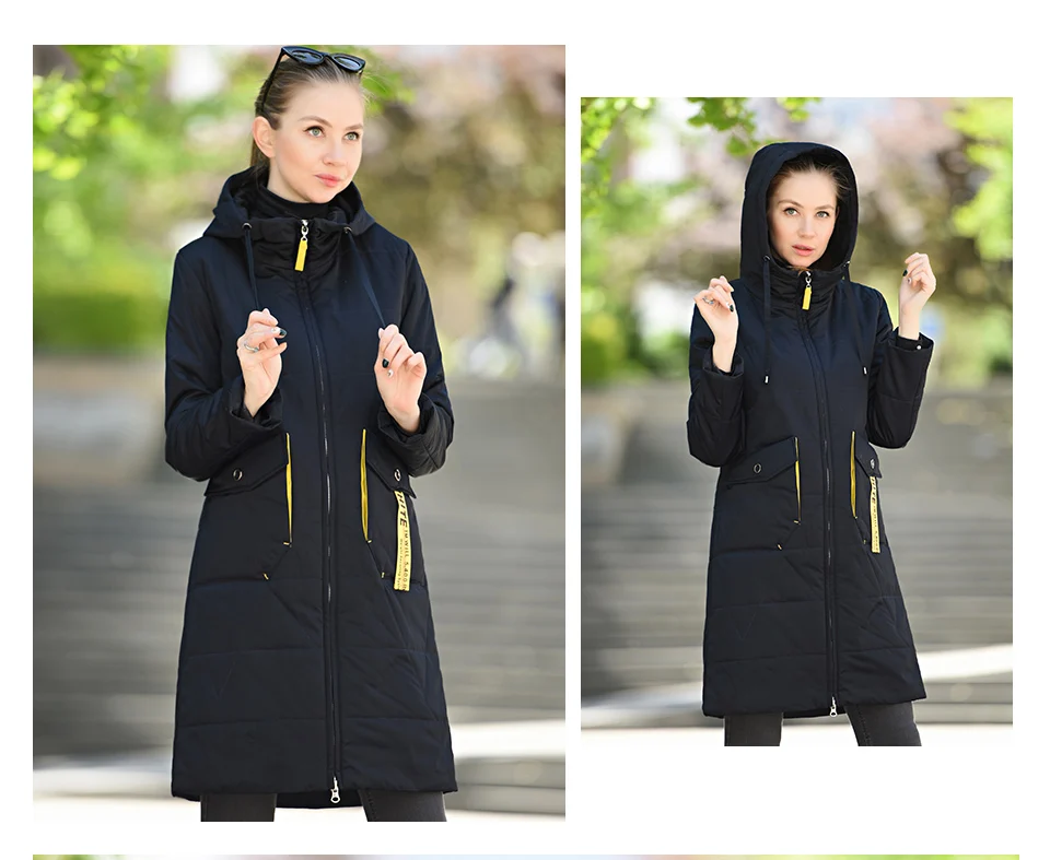 CEPRASK 2020 Spring Autumn Jacket Women Hot Sale Thin Cotton Parka Long Plus Size Hood Fashion Contrast Color Coat NEW Cothes