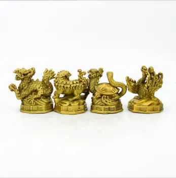 Four spiritual animals and animals, Qinglong Baihu, sitting in pure bronze, adorned with Eight Diagrams, Xishen handicraft 
Four spiritual animals and animals, Qinglong Baihu, sitting in pure bronze, adorned with Eight Diagrams, Xishen handicraft