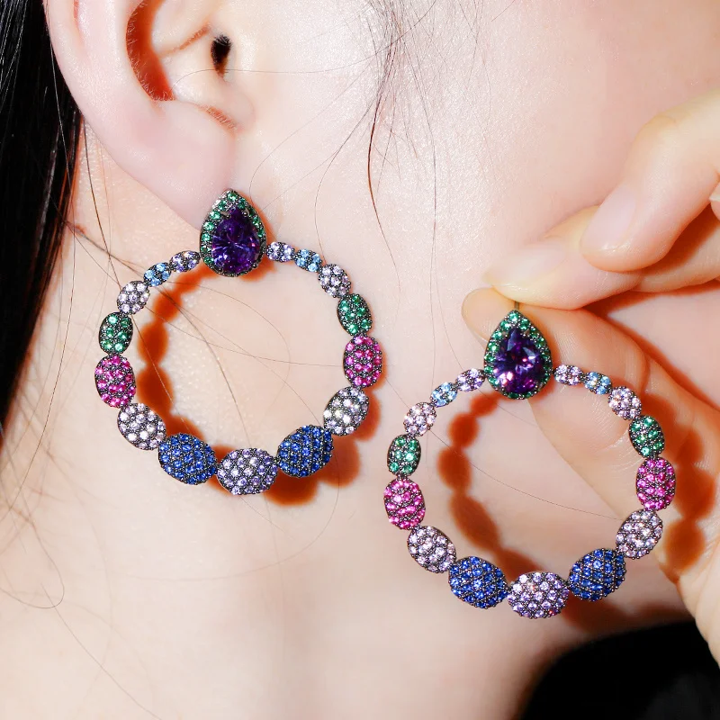 CWWZircons Multi Cubic Zirconia Rainbow Color Big Circle Round Drop Earrings for Women 2020 New Fashion Bohemian Jewelry CZ738
CWWZircons Multi Cubic Zirconia Rainbow Color Big Circle Round Drop Earrings for Women 2020 New Fashion Bohemian Jewelry CZ738
