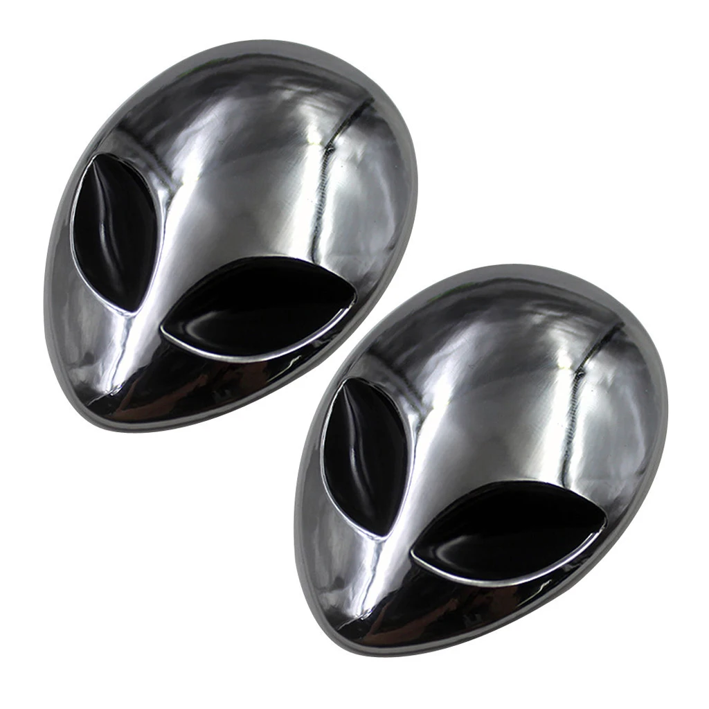 2 Pieces Chrome Auto 3D Emblem Badge Sticker, Alien Head Car Decal Universal for Cars Trucks Motorcycles 2 Pieces Chrome Auto 3D Emblem Badge Sticker, Alien Head Car Decal Universal for Cars Trucks Motorcycles