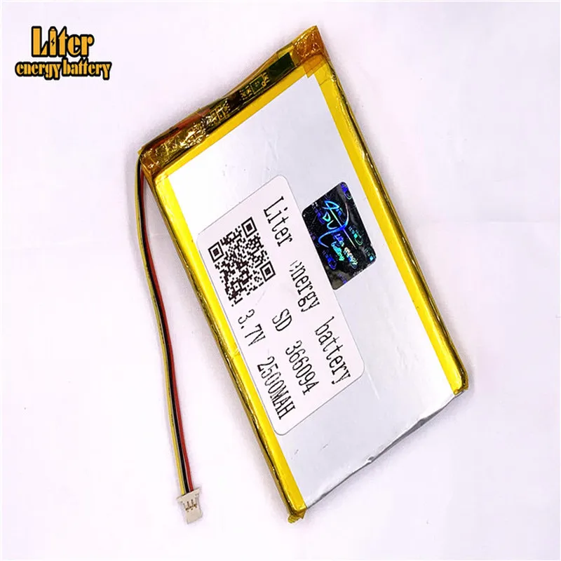 1.0mm 3wire connector 366094 2500mah 3.7V Li-ion Polymer Battery Rechargeable For Tablet PC 7 inch 8 | Компьютеры и офис
