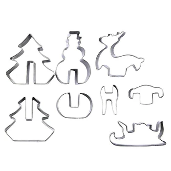 

8 Pcs 3D Christmas Cookie Cutters Set Cookie Cutters Holiday Cookie Biscuit Cutter Set Snowman Christmas Tree Reindeer Sled for