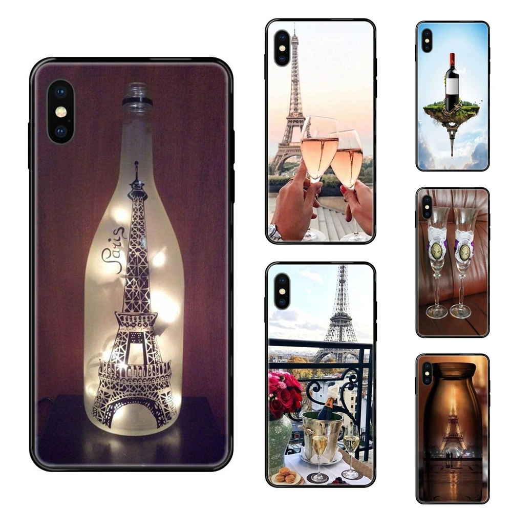 Фото Для Galaxy S5 S6 S7 S8 S9 S10 S10e S20 edge Lite Plus Ultra Great Live Love On Wine Glass In Paris Eiffel Tower Black Soft | Мобильные