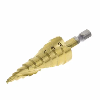 Drop Ship HSS Spiral Grooved Step Cone Drill Bit 1/4" Hex Shank 15 Steps 4mm-20mm Hole Cut