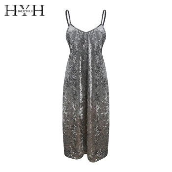 HYH haoyihui 2020 Plus Size New Fashion Simple Temperament Style Velvet Slight V-neck Slim Suspender Long Women Dress
HYH haoyihui 2020 Plus Size New Fashion Simple Temperament Style Velvet Slight V-neck Slim Suspender Long Women Dress