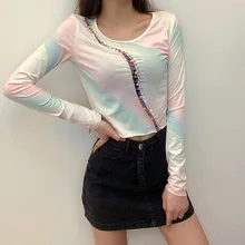 Elegant Pin T-shirt Soft Fabric Streetwear Long Sleeve Long Sleeve Round Neck Irregular Pin Stitching Girl T-shirt Top Autumn
Elegant Pin T-shirt Soft Fabric Streetwear Long Sleeve Long Sleeve Round Neck Irregular Pin Stitching Girl T-shirt Top Autumn