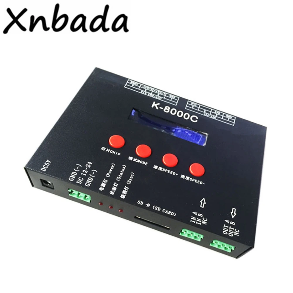 K-8000C программируемый DMX / SPI sd-карта светодиодный контроллер пикселей от линии DC5-24V