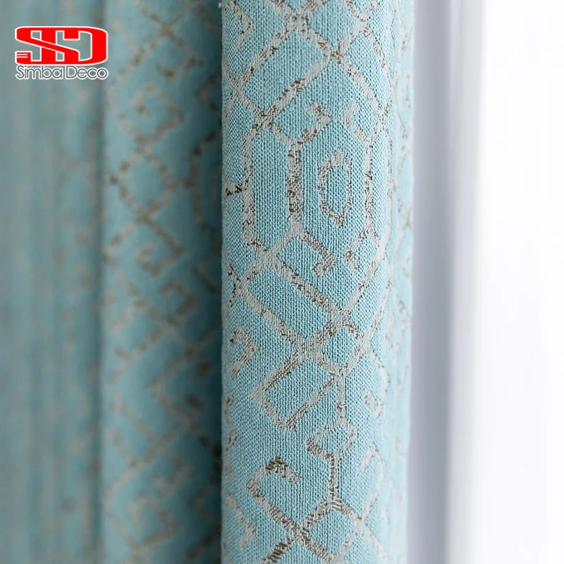 

European Printing Blue Solid Curtains For Bedroom Fabric Pastoral Cortinas In The Living Room Decor Window Treatmen Single Panel