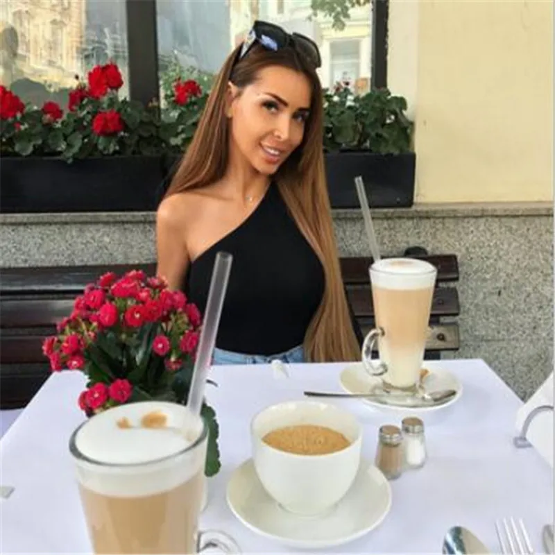 Black One Shoulder Basic Bodysuit Rib Knit Elegant Women Sexy Autumn Bodysuits 2019 Fashion Long Sleeve Skinny Bodysuit
