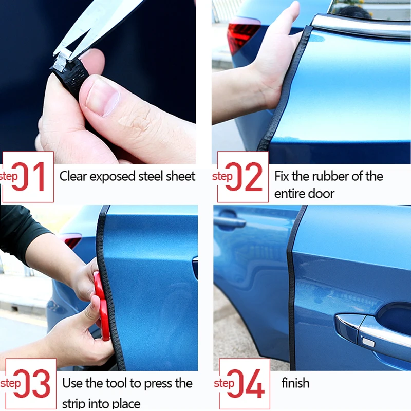 White Details about   5m Car Door Anti Collision Strip with Steel Disc Scratch Protector 
