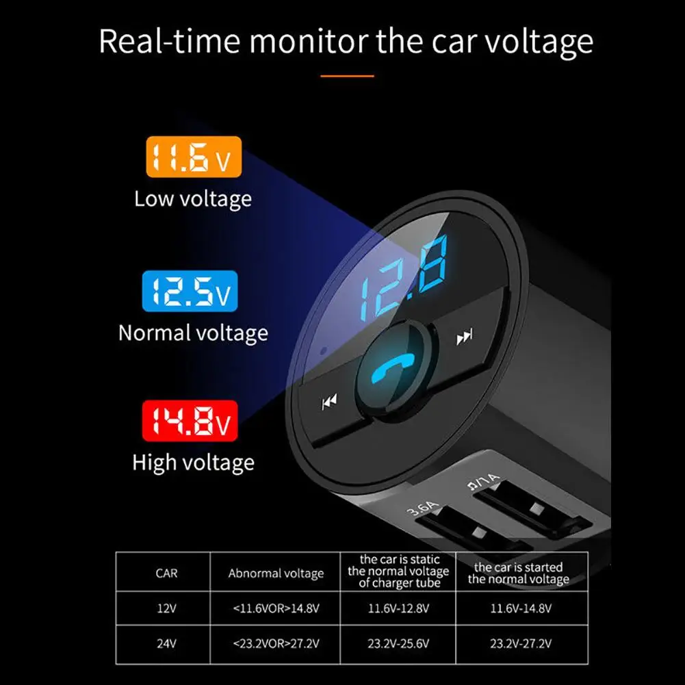 Car Bluetooth FM Transmitter Hands-free Receiver QC3.0 USB Quick Charger Radio Adapter MP3 Player Car Electronics Accessories
Car Bluetooth FM Transmitter Hands-free Receiver QC3.0 USB Quick Charger Radio Adapter MP3 Player Car Electronics Accessories