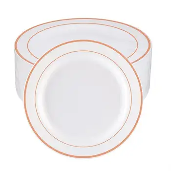 25pcs Plastic Party Plates with Rose Gold Rim~Disposable Heavy Duty Dinner Plates and Dessert Appetizer Fancy Wedding Plates
25pcs Plastic Party Plates with Rose Gold Rim~Disposable Heavy Duty Dinner Plates and Dessert Appetizer Fancy Wedding Plates