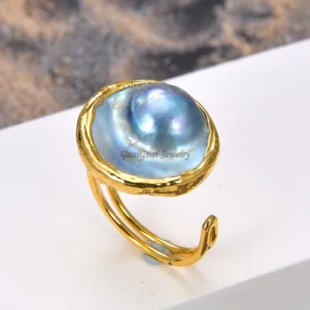 GG Jewelry Gorgeous Natural 25mm Gray Mabe Pearl Gold Plated Ring Adjustable Classic Lady Jewelry
GG Jewelry Gorgeous Natural 25mm Gray Mabe Pearl Gold Plated Ring Adjustable Classic Lady Jewelry