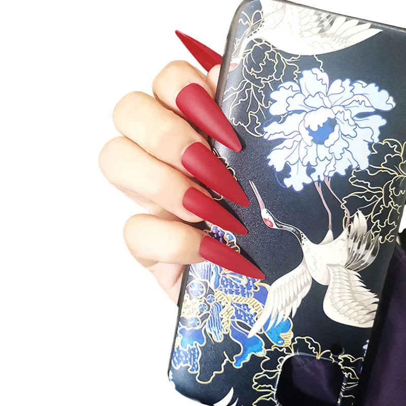 24pcs False Nails Long French Tips Blood Fake Nails Matte Ballet Nails Detachable Coffin Nail Tips Artifical Nails for Nail Art
24pcs False Nails Long French Tips Blood Fake Nails Matte Ballet Nails Detachable Coffin Nail Tips Artifical Nails for Nail Art