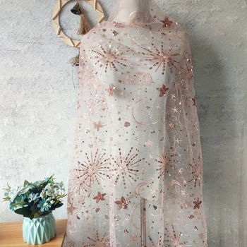 Tulle Three-dimensional Embroidery Stars Sequins Lace Fabric For Dress Children's clothing by Meter ,pink Light orange and blue
Tulle Three-dimensional Embroidery Stars Sequins Lace Fabric For Dress Children's clothing by Meter ,pink Light orange and blue