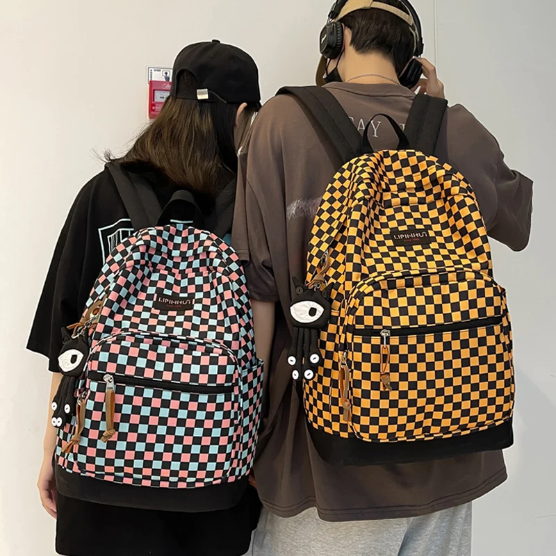 

Original Uoct.all School Bag Female Korean Ins Literary Fashion Plaid Backpack Junior High School Student College Backpack