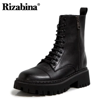 Rizabina Real Leather Women Ankle Boots Cross Strap Round Toe Zipper Shoes Flats Winter Warm Fashion Footwear Size 34-39
Rizabina Real Leather Women Ankle Boots Cross Strap Round Toe Zipper Shoes Flats Winter Warm Fashion Footwear Size 34-39