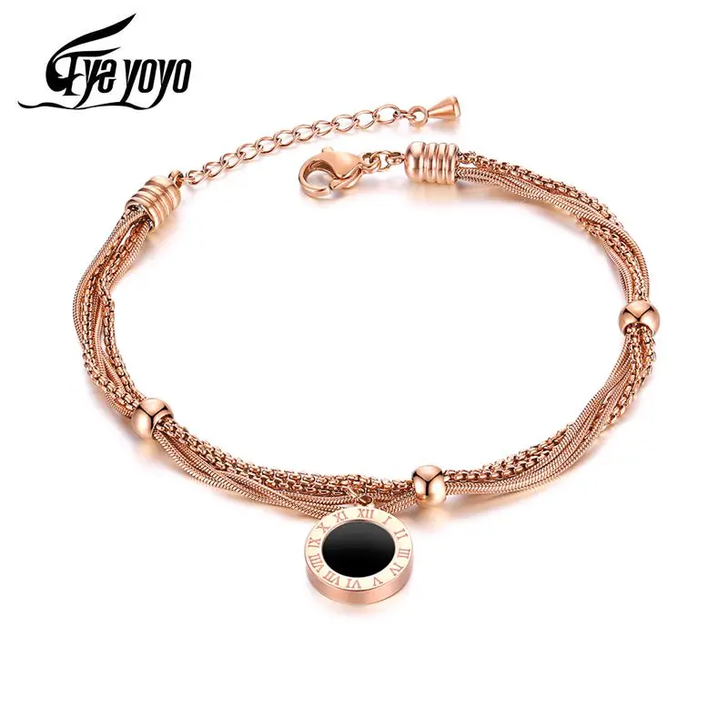 EyeYoYo Multilayer Chain Bracelet Women Rose Gold Silver Color Round Roman Numerals Bracelets 
EyeYoYo Multilayer Chain Bracelet Women Rose Gold Silver Color Round Roman Numerals Bracelets