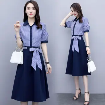 2020 New Summer Women Office Lady Elegant Striped Shirts + Bowcont Midi Skirt 2 Piece Sets Female Girls Vintage Slim Suit H43
2020 New Summer Women Office Lady Elegant Striped Shirts + Bowcont Midi Skirt 2 Piece Sets Female Girls Vintage Slim Suit H43