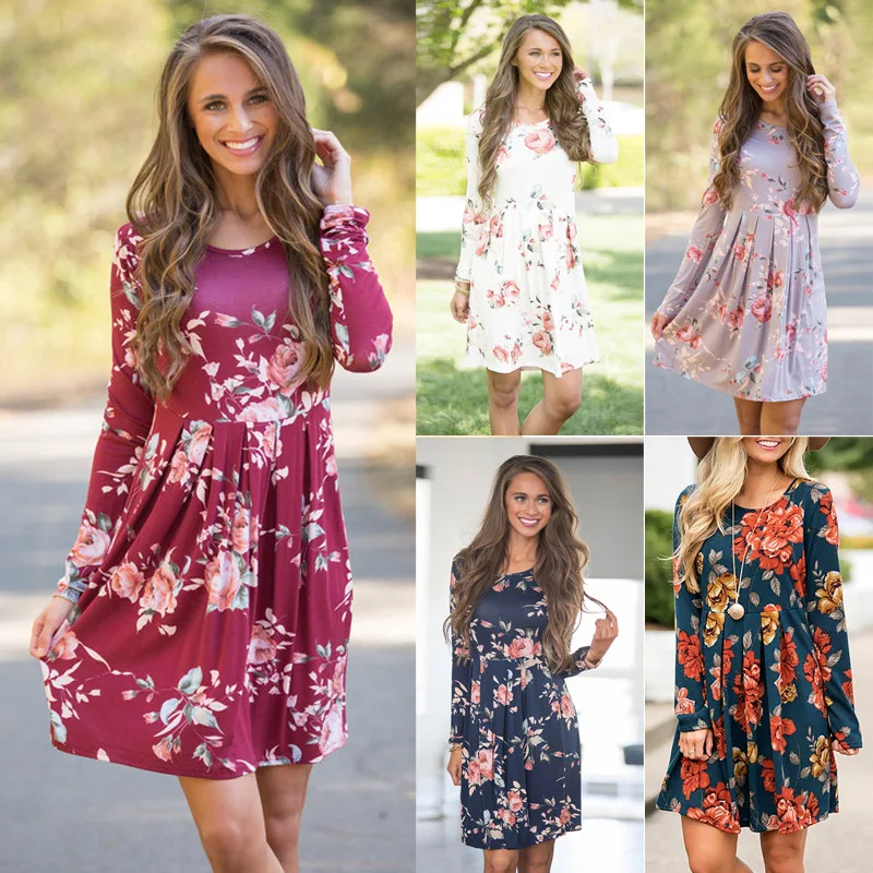 FreeShip Multi Color Dress With Long Sleeves And Big Swing Printed In Spring And Summer Round Neck Conventional Sleeve One-piece
FreeShip Multi Color Dress With Long Sleeves And Big Swing Printed In Spring And Summer Round Neck Conventional Sleeve One-piece