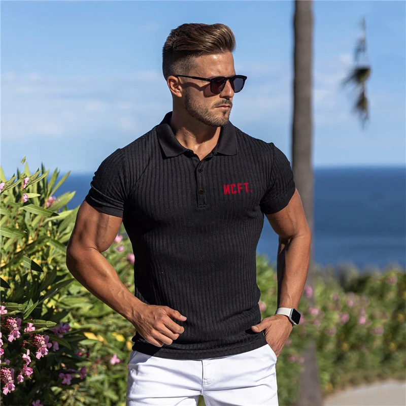 

New Brand Mens Workout Fashion Spring Summer Short Sleeve Polo T Shirts Fitness Men Clothing Sports rend Casual