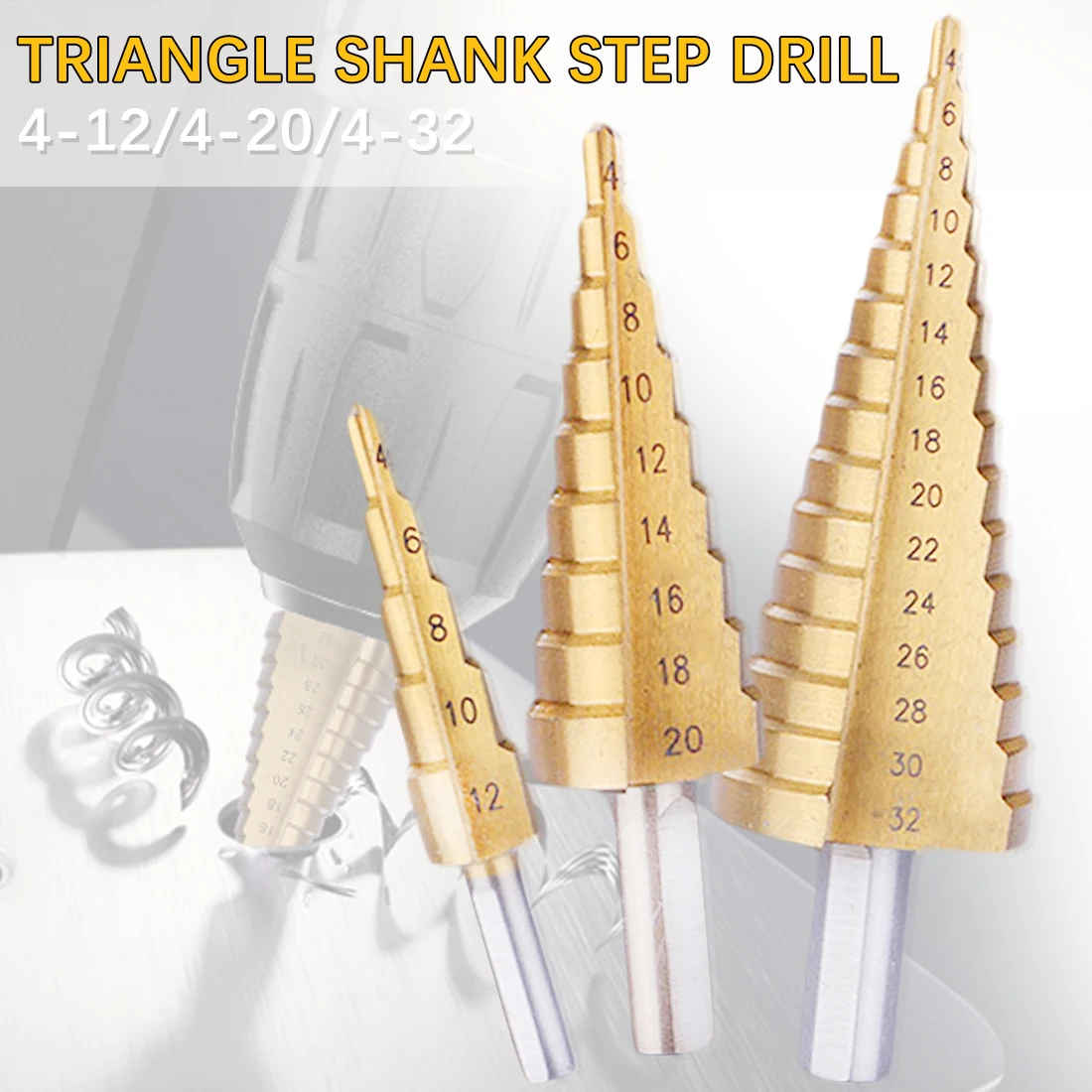 3Pcs Metric Spiral Flute Pagoda Shape Hole Cutter HSS Steel Cone Drill Bit Set Triangle Hex Shank Step Sharpening 4-12/20/32mm
3Pcs Metric Spiral Flute Pagoda Shape Hole Cutter HSS Steel Cone Drill Bit Set Triangle Hex Shank Step Sharpening 4-12/20/32mm