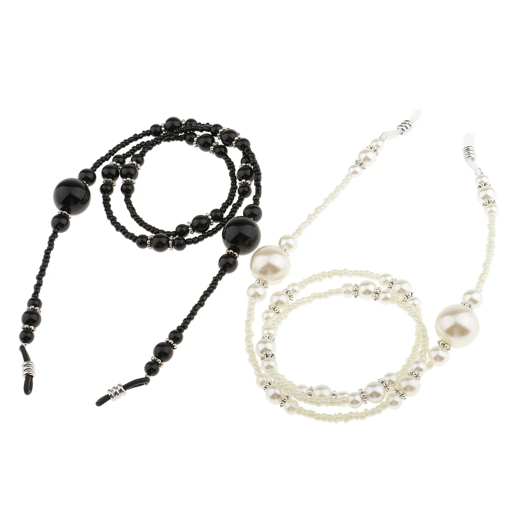 2 Pieces Anti Slip Eyeglass Holder Necklace Sunglass Eyewear Neck Strap Eye Glass Sun Glasses Chain with Pearls 2 Pieces Anti Slip Eyeglass Holder Necklace Sunglass Eyewear Neck Strap Eye Glass Sun Glasses Chain with Pearls