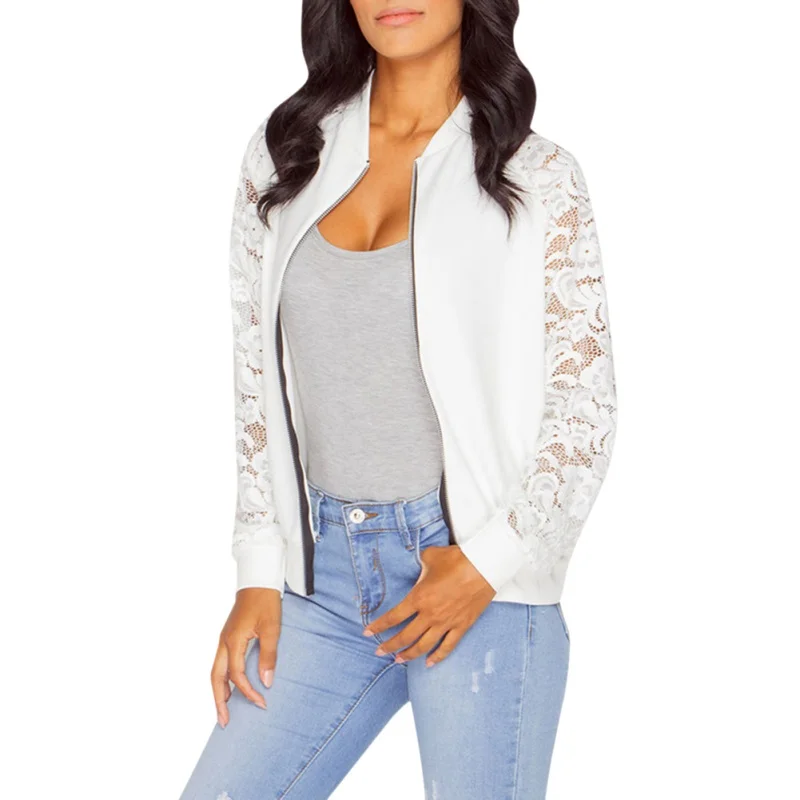 Women Jacket Autumn Zipper Solid Color Lace Stitching Cardigan Long Sleeve Casual Warm Loose Coat Jackets
Women Jacket Autumn Zipper Solid Color Lace Stitching Cardigan Long Sleeve Casual Warm Loose Coat Jackets