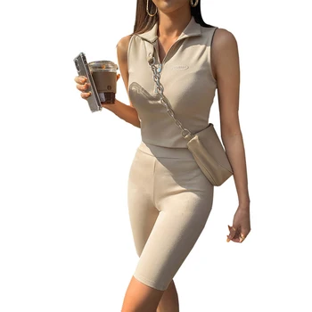 Solid Color Women's Clothing Sleeveless Crop Top Tight-fitting Shorts Two Piece Set Tracksuit Outfit
Solid Color Women's Clothing Sleeveless Crop Top Tight-fitting Shorts Two Piece Set Tracksuit Outfit