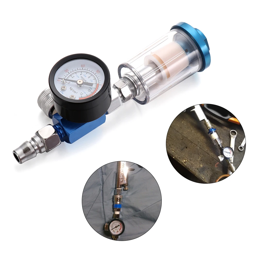 Spray Gun Air Gauge Regulator Mini Airbrush Pressure Regulator Clear In-line Tool Water Trap Filter 1/4 "Thread Paint Accessory 
Spray Gun Air Gauge Regulator Mini Airbrush Pressure Regulator Clear In-line Tool Water Trap Filter 1/4 "Thread Paint Accessory