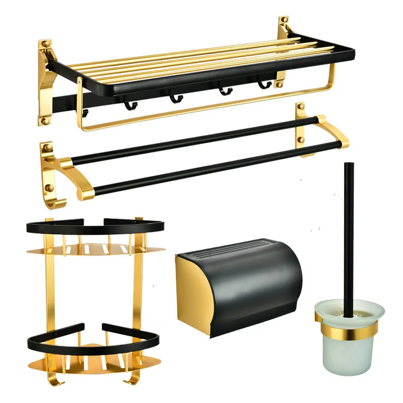 Alumimum Black And White with Pattern Gold Bathroom Toilet Large Space Storage Shelf Towel Rack Set Sanitary Ware Hardware Acces
Alumimum Black And White with Pattern Gold Bathroom Toilet Large Space Storage Shelf Towel Rack Set Sanitary Ware Hardware Acces