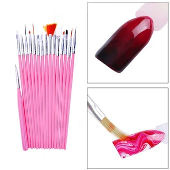 

1Set Nail Art Brush Liner Dotting Fan Design Acrylic Builder Flat Crystal Painting Drawing Carving Pen UV Gel Manicure Tool Set