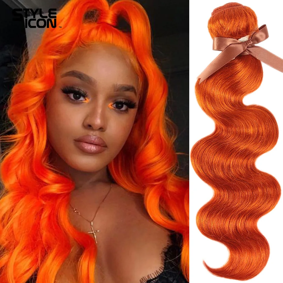 

Stylricon Body Wave Hair Bundles S Orange Hair Weaving Body Wave 8-28 Inch Bundle Deals Remy Colorful Human Hair Extensions