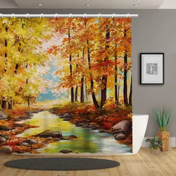 Autumn Shower Curtain, Stream in The Woods Covered with Dried Deciduous Tree Leaves Romantic Fall Season, Cloth Fabric Bathroom
Autumn Shower Curtain, Stream in The Woods Covered with Dried Deciduous Tree Leaves Romantic Fall Season, Cloth Fabric Bathroom