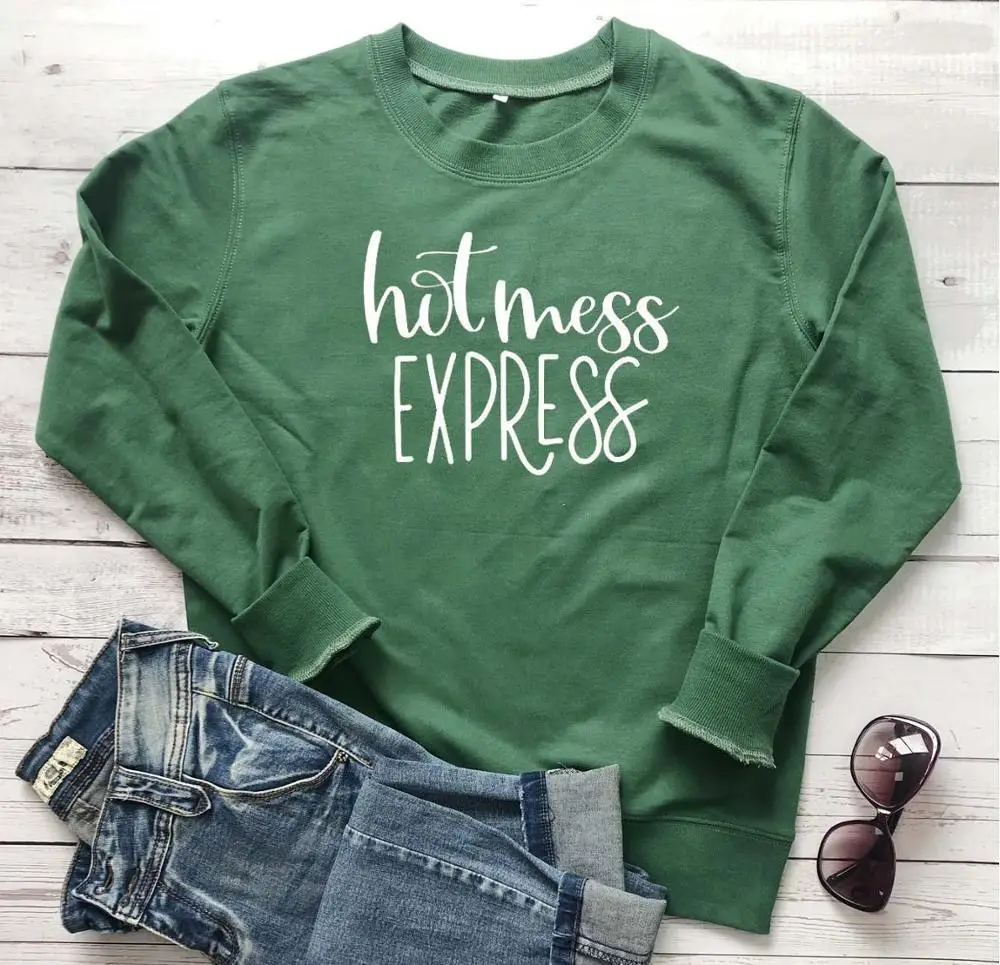 

Hot Mess Express Religion Christian Bible Baptism Church Young Hipster Young Hipster Sweatshirt Girl Gift Slogan Quote Pullovers