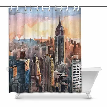 Watercolor Manhattan Skyscrapers at Sunset New York City Towers Waterproof Polyester Fabric Shower Curtain Bathroom Sets with
Watercolor Manhattan Skyscrapers at Sunset New York City Towers Waterproof Polyester Fabric Shower Curtain Bathroom Sets with