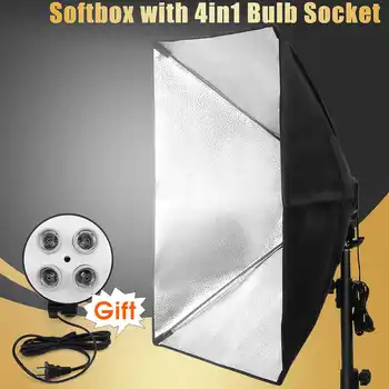 Photo Studio Softbox 4-Socket E27 Lamp Lighting Holder Kit for photo Video Studio Photography Accessories 50x70cm
Photo Studio Softbox 4-Socket E27 Lamp Lighting Holder Kit for photo Video Studio Photography Accessories 50x70cm