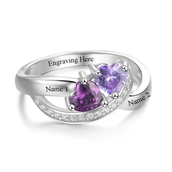 925 Sterling Silver Personalized Engagement Wedding Ring with 2 Heart Birthstones Engraved Name Promise Rings for Women Jewelry
925 Sterling Silver Personalized Engagement Wedding Ring with 2 Heart Birthstones Engraved Name Promise Rings for Women Jewelry