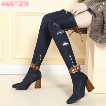 Rimocy Sexy Women Slim Thigh High Denim Boots Spring 2020 Chunky High Heels Shoes Woman Casula Cowboy Over The Knee Botas Mujer
Rimocy Sexy Women Slim Thigh High Denim Boots Spring 2020 Chunky High Heels Shoes Woman Casula Cowboy Over The Knee Botas Mujer