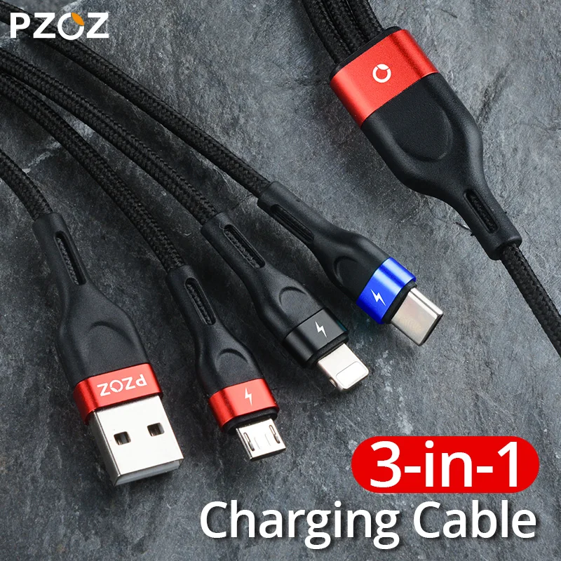PZOZ 3 IN 1 USB Cable Micro USB C Fast Charging Adapter Microusb Type-C Charger Type C Cable For iPhone 7 11 Samsung Xiaomi Cord
PZOZ 3 IN 1 USB Cable Micro USB C Fast Charging Adapter Microusb Type-C Charger Type C Cable For iPhone 7 11 Samsung Xiaomi Cord